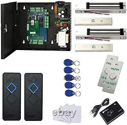 2 Door Access Control Panel System Kits with 600Lbs Waterproof Magnetic Lock RFI