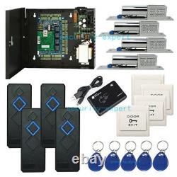4 Doors TCP/IP Access Control Kit Panel Controller & AC230V Power Box +Bolt Lock