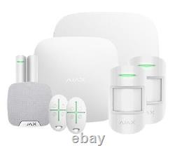 AJAX Wireless Smart House Alarm System (in white) with key fobs and Hub 2