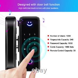 (Black)APP Lock Fingerprint Lock Glass Door Lock For Frameless Access Control