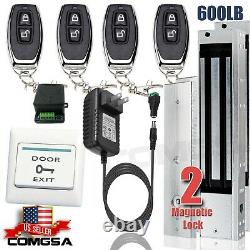 Door Access Control System, 2 Electric Magnetic Lock 600lb, 4 Remote Controls