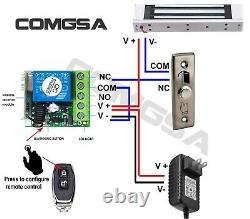 Door Entry Access Control System, 1200 lb Magnetic Lock, 4 Remote Controls USA