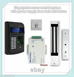 Fingerprint access control system with power supply door lock exit button