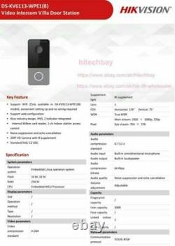 Hikvision IP Video Intercom DS-KV6113-WPE1(B) 2MP Door station Card PoE WiFi App