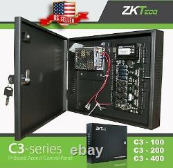 Kit ZKteco C3 series Door Access Control, ZK TCP/IP RS485 Panel/w Power, readers