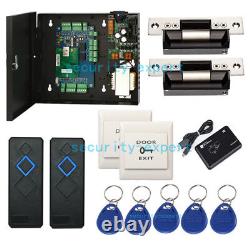 Network 2 Door Access Control Panel System Kit AC230V Power Box ANSI Strike Lock