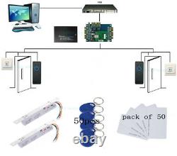 Network 2 Door RFID Access Control System 220V Power+Deadbolt Electric Drop Bolt