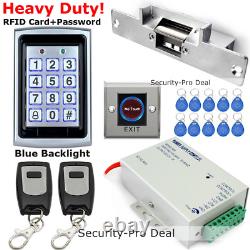 RFID Card&Password Door Access Control + Door Striker Lock + 2 Remote Controls