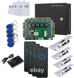 TCP/IP 4 Door Entry Access Control Panel Kit Electric Strike Fail Secure NO Mode