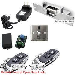 UK Door Access Control Kit+ Door Strike Lock+2 Wireless Remote Controls&Receiver