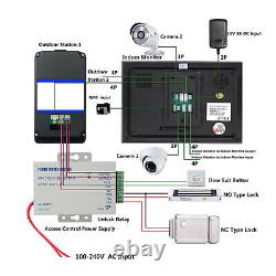 (UK Plug) 7 Inch Wired Video Door Phone Access Control System 100-240V IR