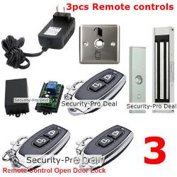 UK Ship Door Access Control Kit+Magnetic Door Lock+3PCS Wireless Remote Controls
