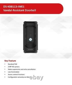 Vandal-Resistant Doorbell Access Control Functions DS-KB8113-IME1 door bell POE