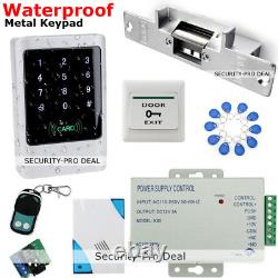 Contrôle d'accès de porte étanche IP68 avec carte RFID + mot de passe + verrou de grève + télécommande + sonnette