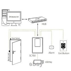 Contrôle d'accès par carte RFID ZKTeco SC700 TCP/IP USB 125 kHz avec horloge de pointage et de présence.