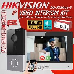 Kit d'interphone vidéo IP Hikvision DS-KIS603-P WiFi PoE pour maison avec sonnette et station de porte