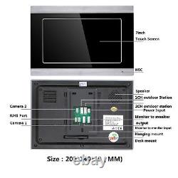 (Prise UK) Système de contrôle d'accès vidéo filaire de 7 pouces avec interphone 100-240V IR