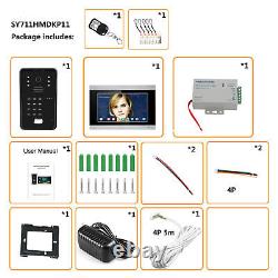 (Prise UK) Système de contrôle d'accès vidéo filaire de 7 pouces avec interphone 100-240V IR