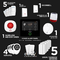 Système d'alarme sans fil de sécurité à domicile de 22 pièces 4G WiFi Smart Burglar Intruder Fire