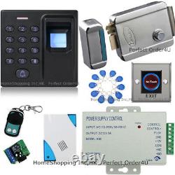 Système de contrôle d'accès de porte par empreinte digitale + carte RFID + mot de passe + serrure électrique RIM