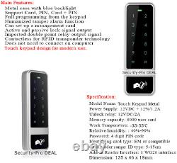 Système de contrôle d'accès étanche 125KHz RFID + mot de passe + serrure magnétique + sortie IR
