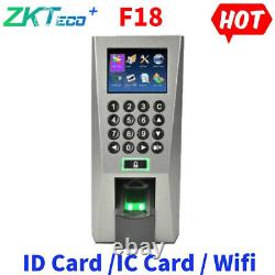 ZKTeco F18 Contrôle d'accès de porte de présence par empreinte digitale IC / ID Wifi TCP/IP